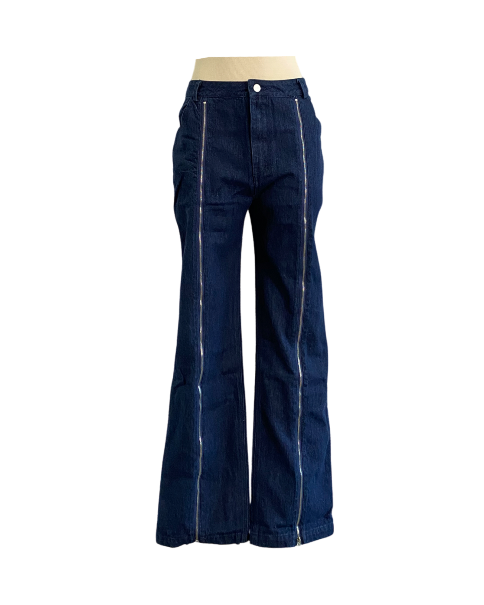 Zipper Detail Denim Pants