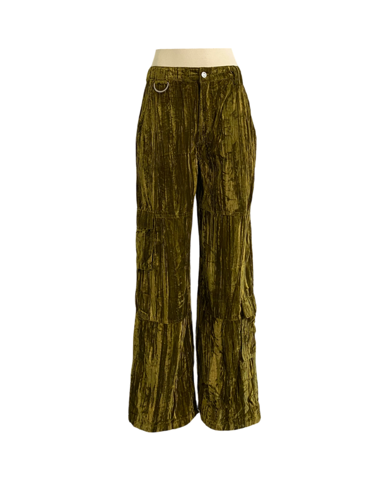 TEXTURED VELVET CARGO PANTS