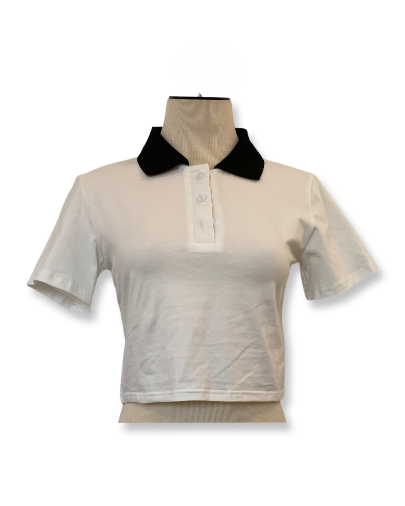 Hole-in-one Collared Cropped Top