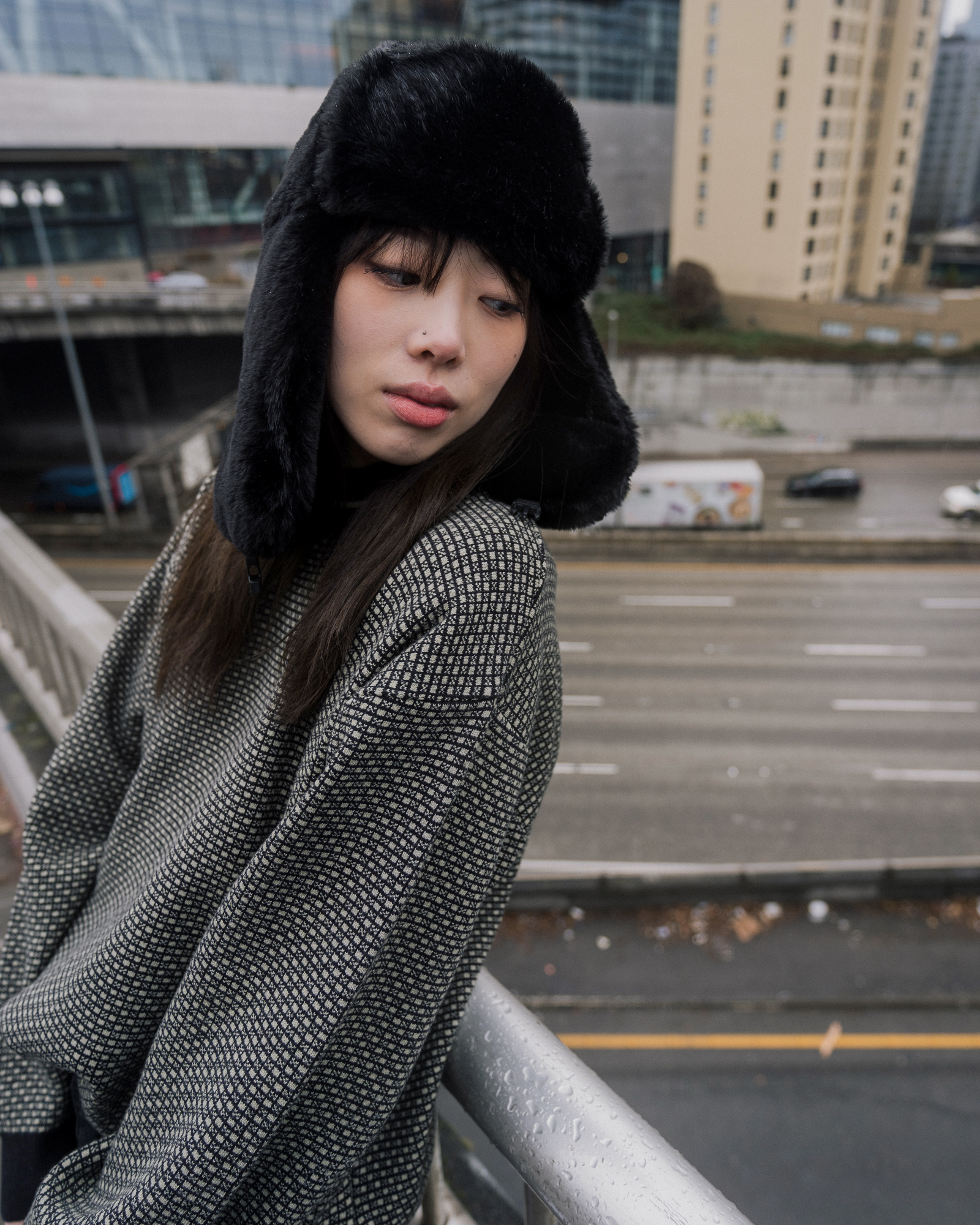 Faux Fur Trapper Hat - Black