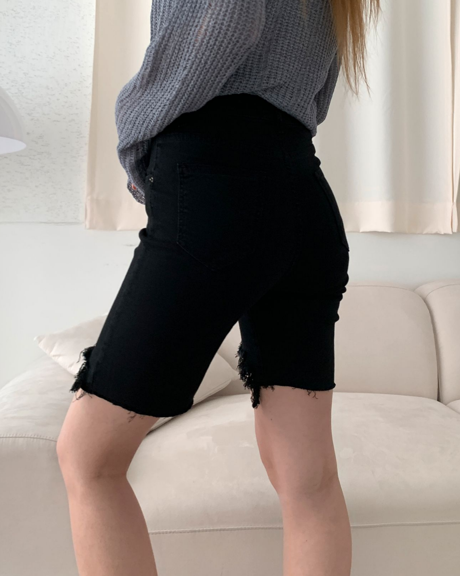 Distressed Denim Shorts