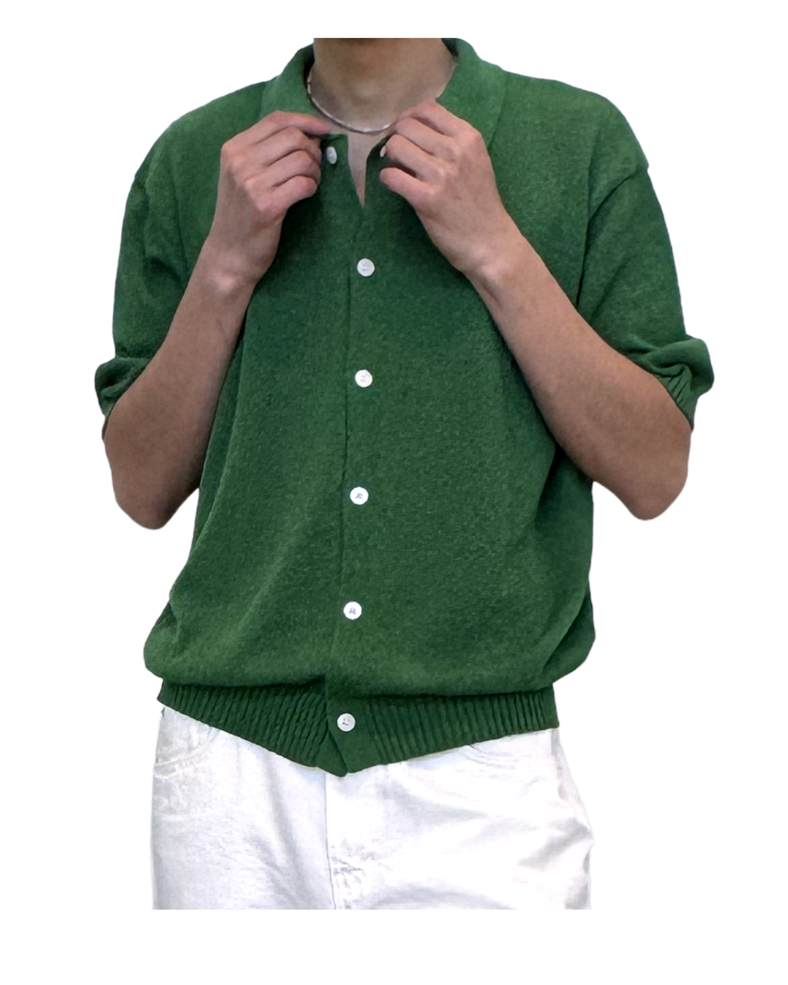 Boucle Shortsleeve Cardigan - Green