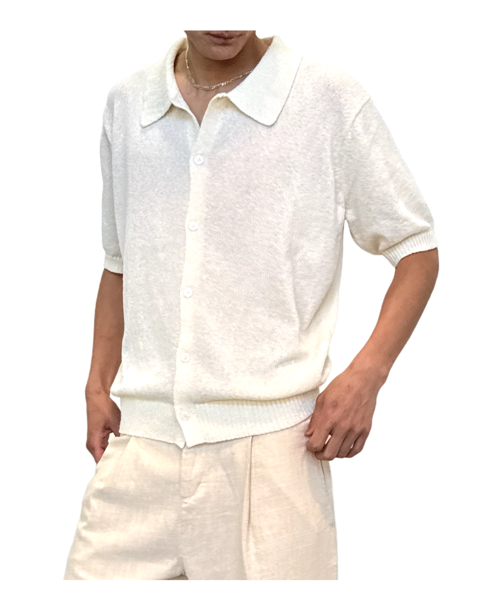 Boucle Shortsleeve Cardigan - Ivory