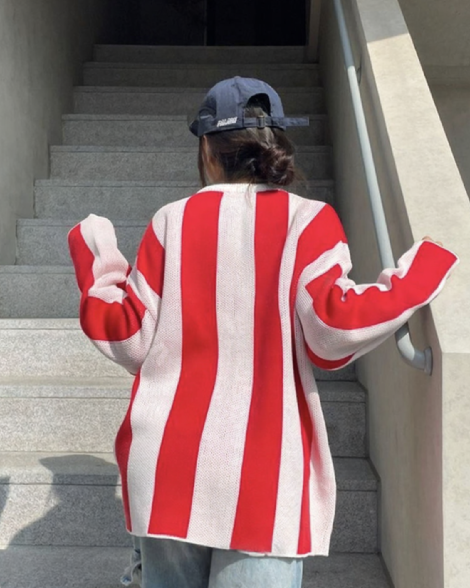 Unisex Paris Striped Sweater - Red