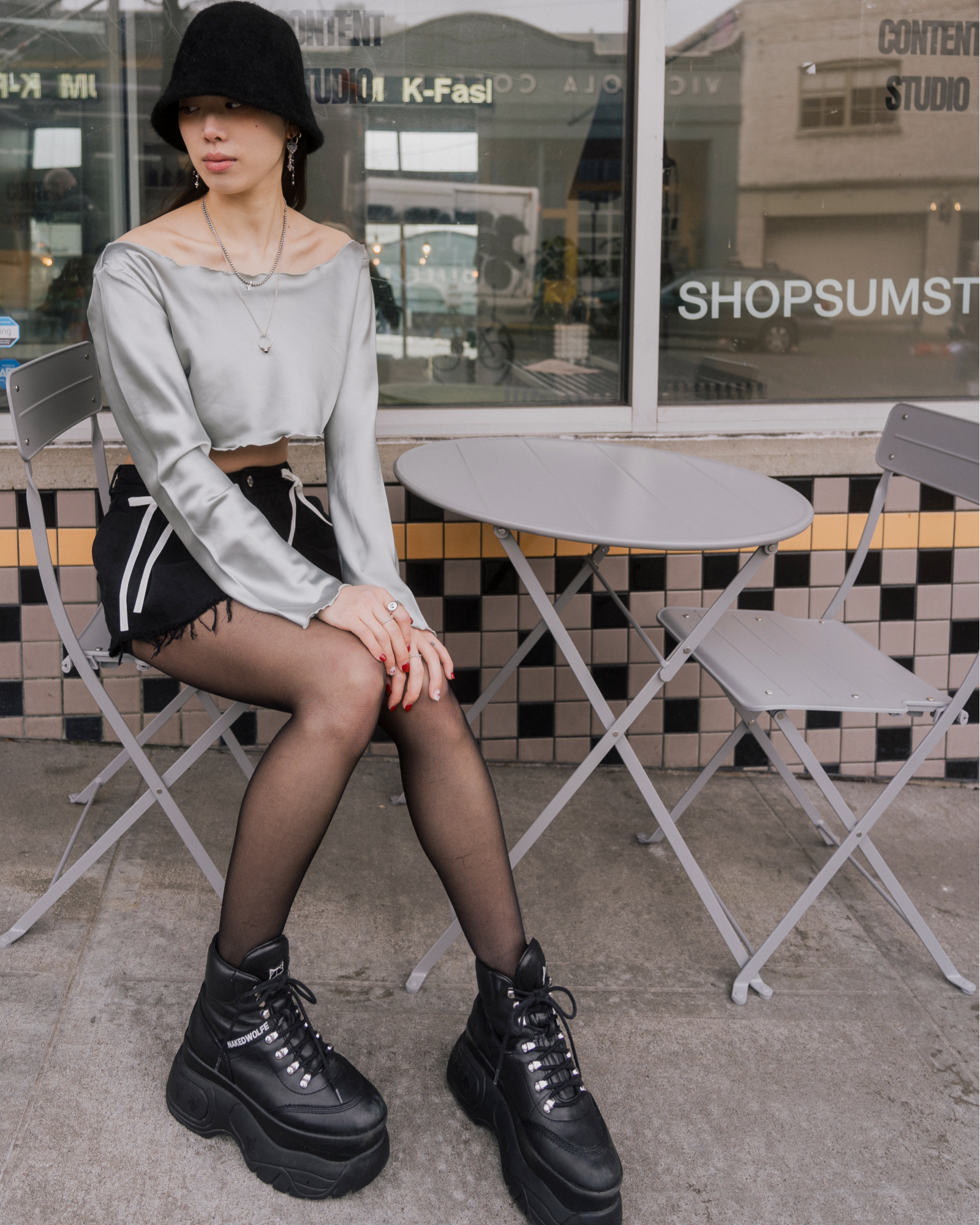 Wide neck crop top - Disco